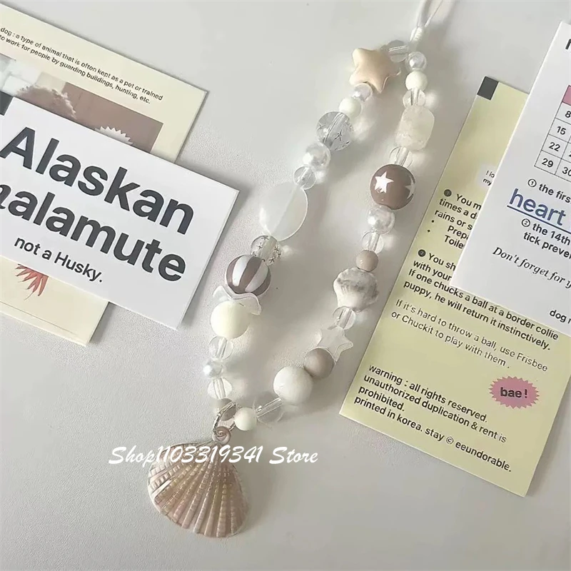 

Корейский милый 3D ракушка со звездой из бисера, подвеска-цепочка для телефона, ремешок для iPhone Samsung, универсальная анти-потерянная подвесная веревка, ювелирные изделия для девочек