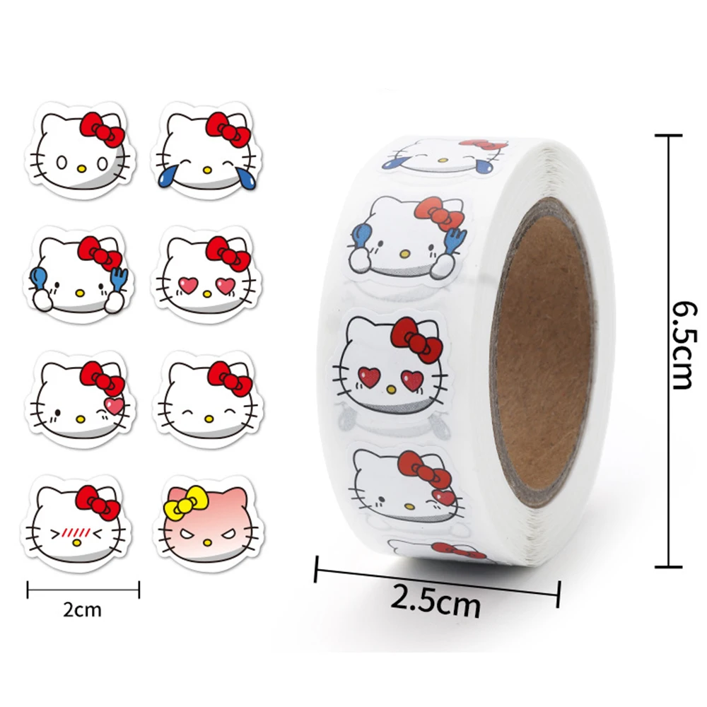 

500pcs Cute Anime Sanrio Reward Stickers Roll for Teacher Student Stationery Stickers Kawaii Hello Kitty Sealing Labels Sticker