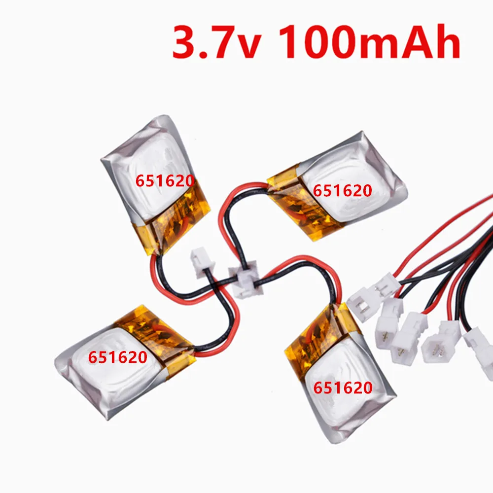 Batería Lipo de 3.7v 100mah para FQ777-124 Wltoys V272 V282 V292, 1s 3.7v 651620 Batería para Hubsan Q4 H111, Repuestos para Drones RC