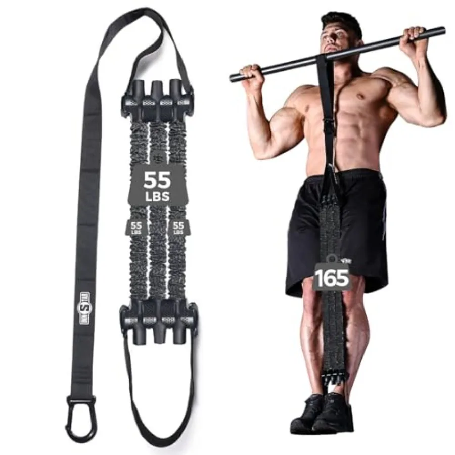 

Pull Up Assistance Bands, Heavy Duty Resistance Band for Pull Up Assist, Adjustable Resistance 165-265lbs with Fabric Feet/Knee