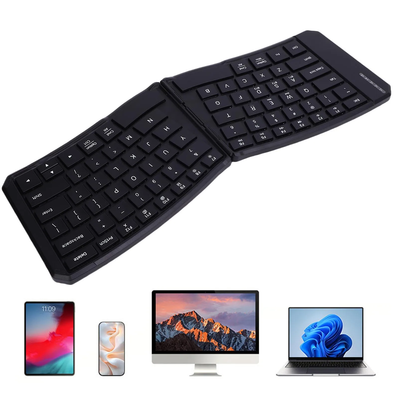 

Foldable Keyboard Ergonomic Support for IOS V Shape Split Portable Rechargeable Wireless Bluetooth Folding Keyboard