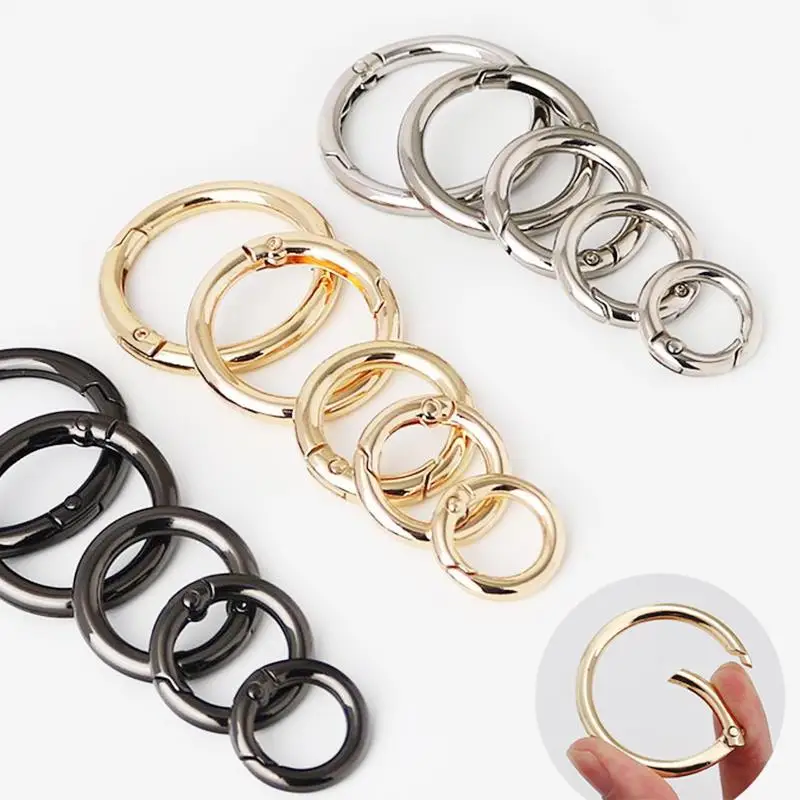 12-38mm Metal  O Ring Openable Gate Round Carabiner For DIY Jewelry Making Keychain Bag Clips Hook Connector Dog Chain Buckles