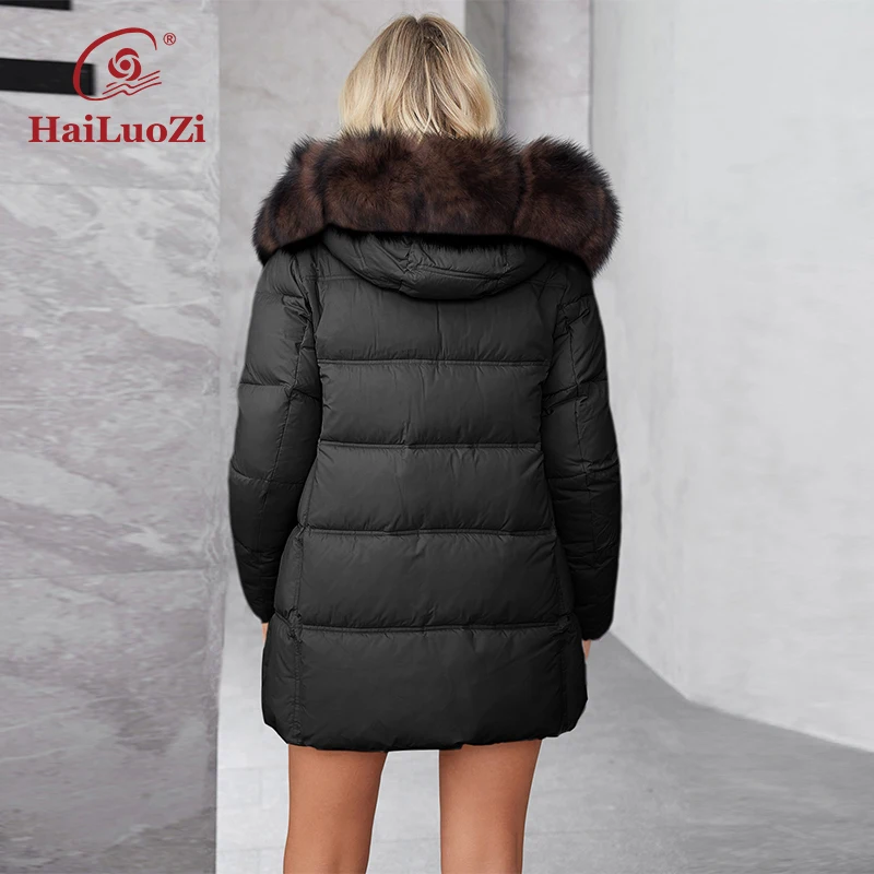 HaiLuoZi 2024 New Women\'s Winter Coat Warm Hooded Thickened Bio Cotton Women\'s Parka Coat Solid Color Women\'s Coat 622-1