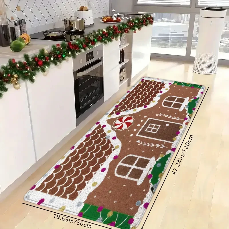 VIKAMA عيد الميلاد الزنجبيل منزل ممسحة لينة ومريحة وممتصة للصوت مدخل قاعة ممسحة المطبخ البساط ديكور المنزل #3