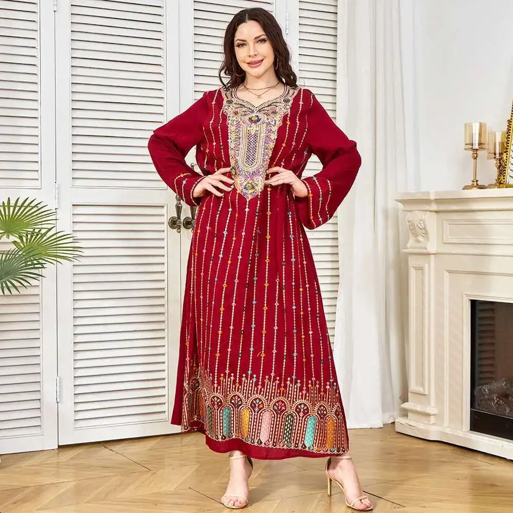 

Robe Clothing Factory's New Pearl Elegant Evening Dress Dubai Women's Muslim Dress Robe Abaya Ramadan Dubai Luxury Islam Elegant
