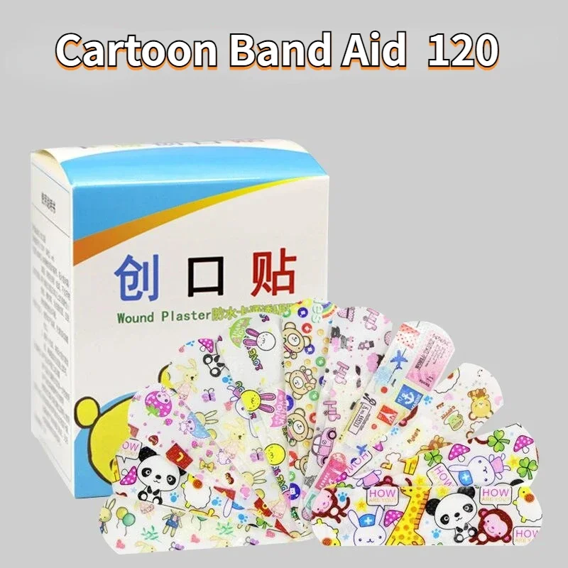 120pcs/Lot Cartoon Cute Patterned Breathable Waterproof Adhesive Bandages Curved Band Aid Patch Wound Dressing For Children