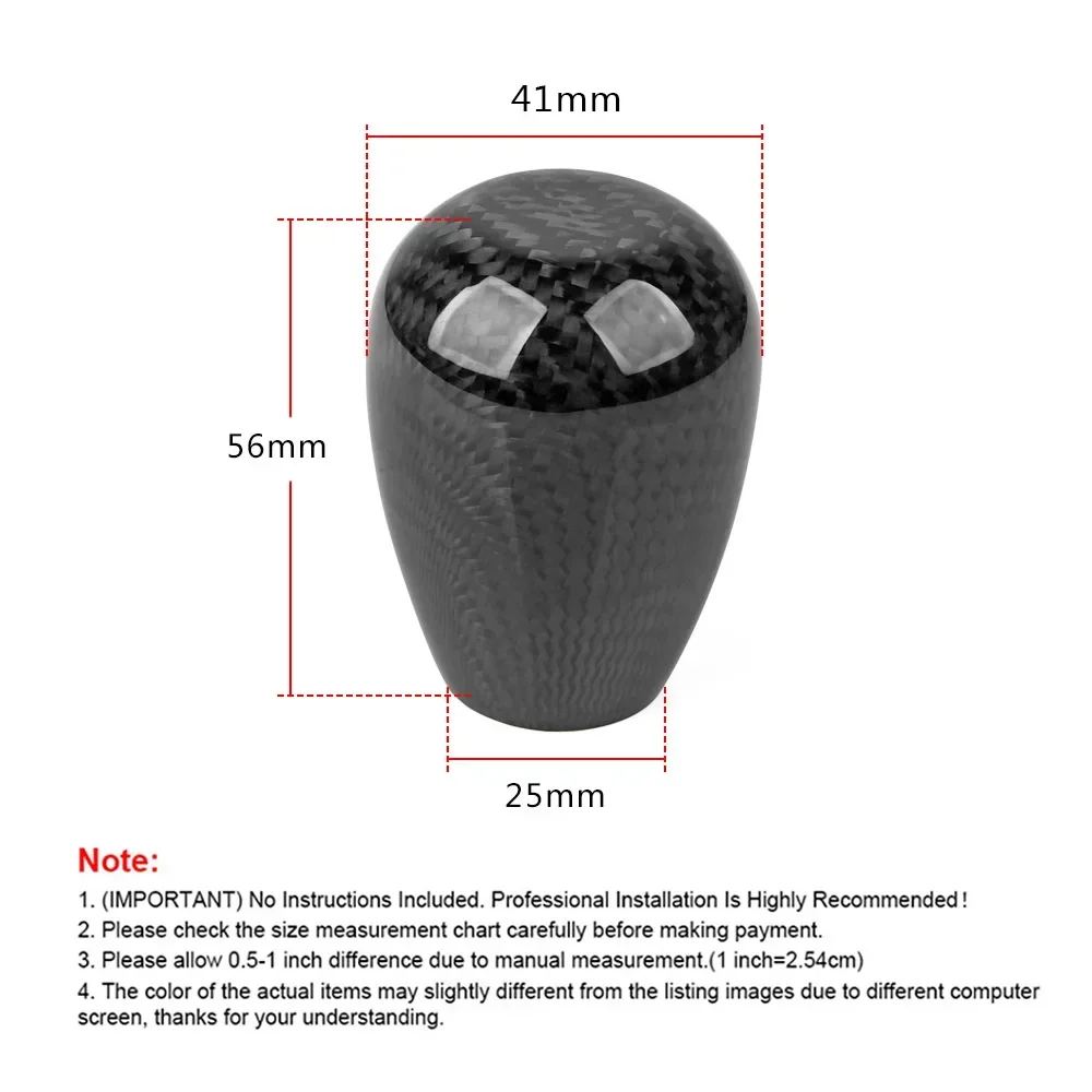 5/6 Speed Carbon Fiber Style Gear Shift Knob JDM Universal Shape Manual Transmission Shifter Lever Knob 8MM 10MM 12MM