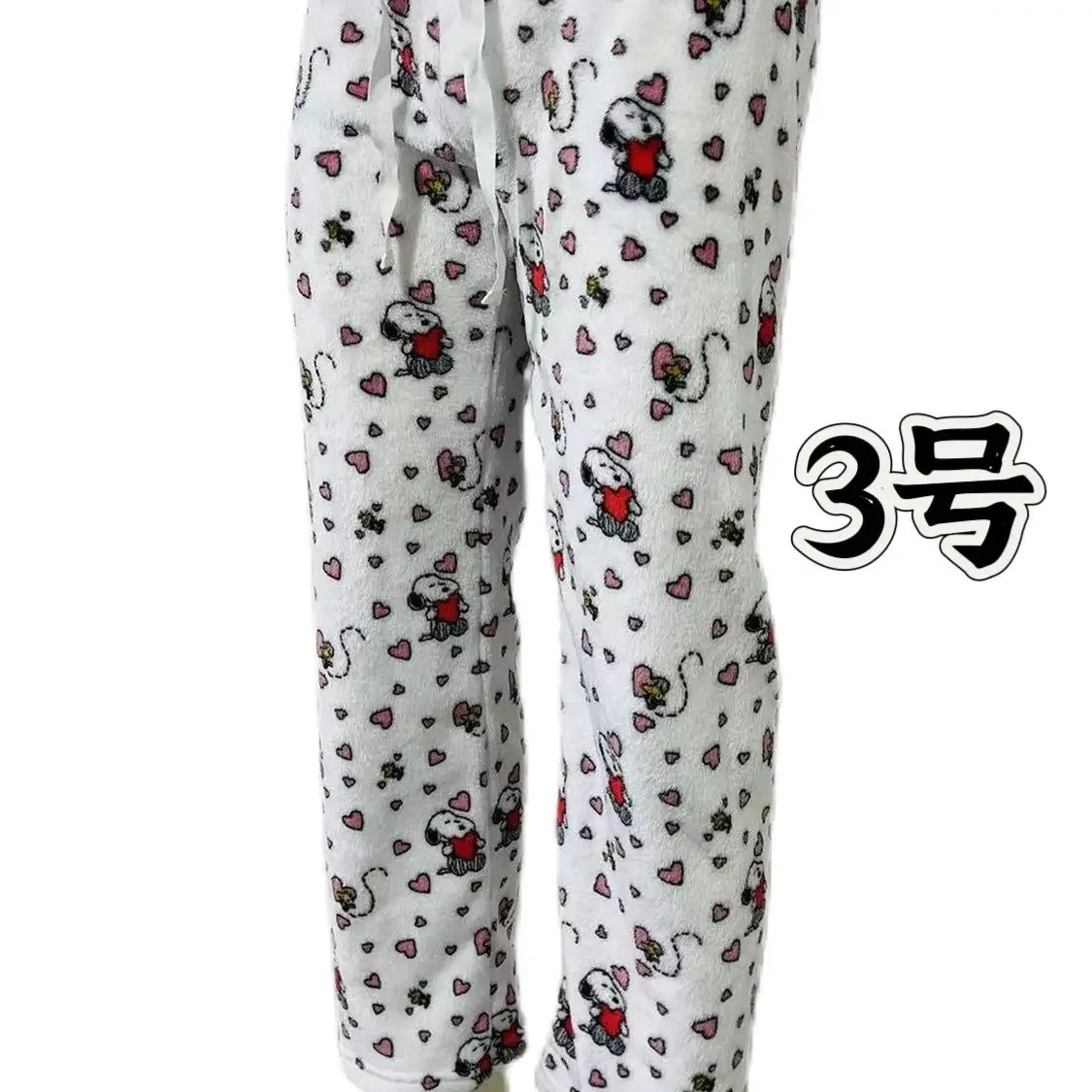 2024 Peanuts Snoopy Pajamas Halloween Flannel Fashion Trouserswomen Kawaii Woolen Anime Cartoon Casual Home Pants Autumn