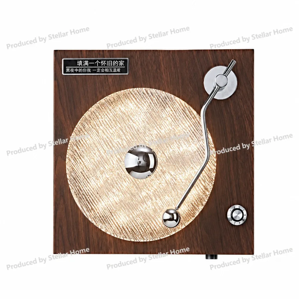 Used Gramophone Wall Lamp - American Retro Record Player Bedside Art Decorative Ambient Light for Living Room Background Wall
