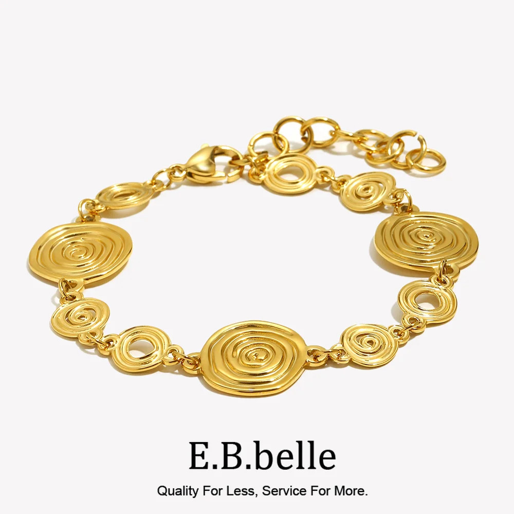 E.B.belle Hollowed Circle Figer Texture Kettenarmband Süßes Statement Kreatives personalisiertes Edelstahl-Schmuckzubehör