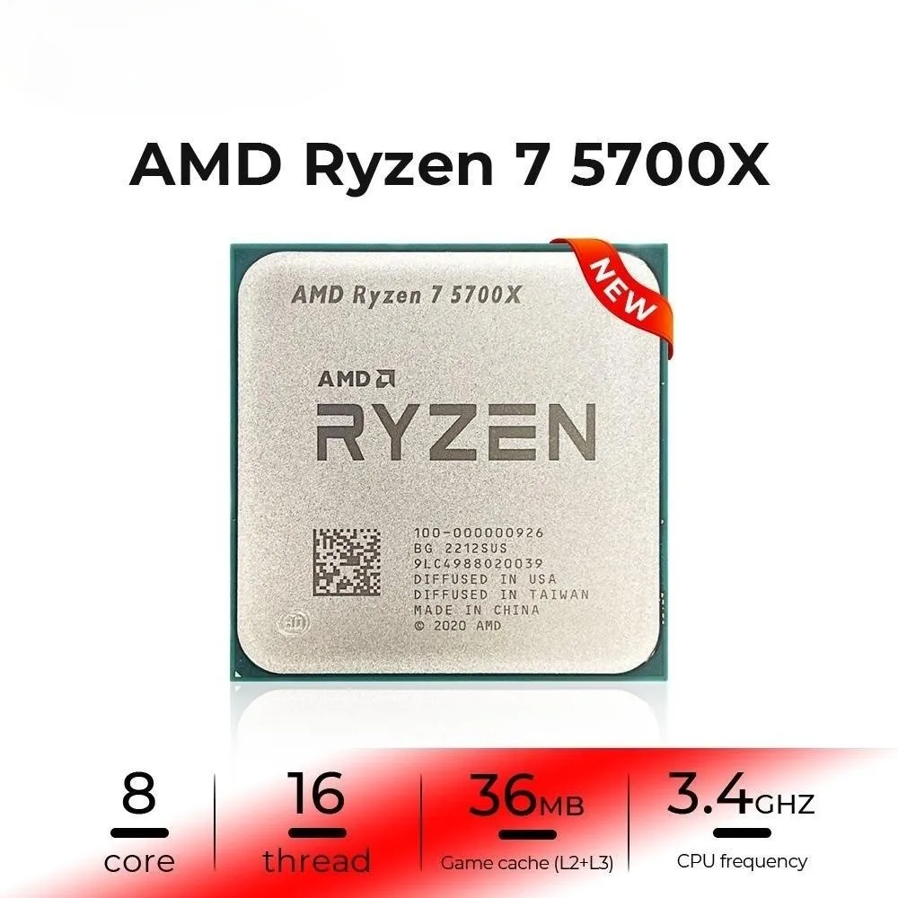 New AMD Ryzen 7 5700X CPU Processor Novo Max Bost Clock 4.6Ghz AM4 Desktop Without Cooler PC Game For DOTA2 CSGO LOL Brand New