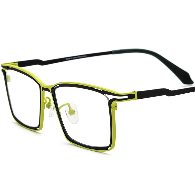 Retro ultra-light pure titanium square glasses frame color matching glasses frame can be equipped with prescription glasses.