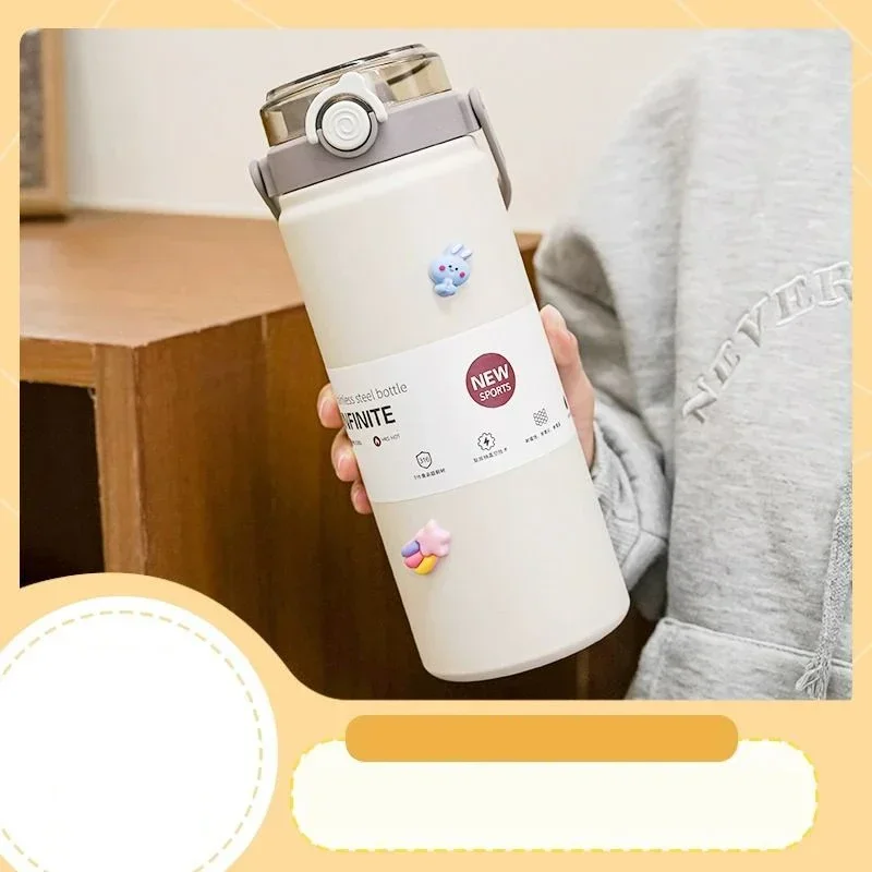 MULAN 1000ML Stainless Steel Cold Water Thermos Bottle With Lid And Straw Household Kitchen Water Bottle Fashion Coffee Cup Cafe