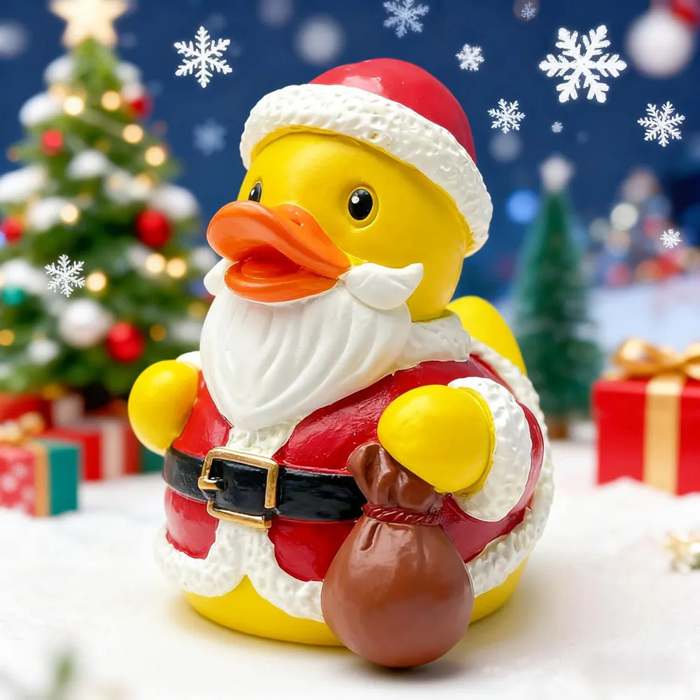 

Christmas Santa Claus Duck Sculpture,Cute Resin Christmas Duck Figurines for Car Dashboard Office Desk Home Christmas Decor