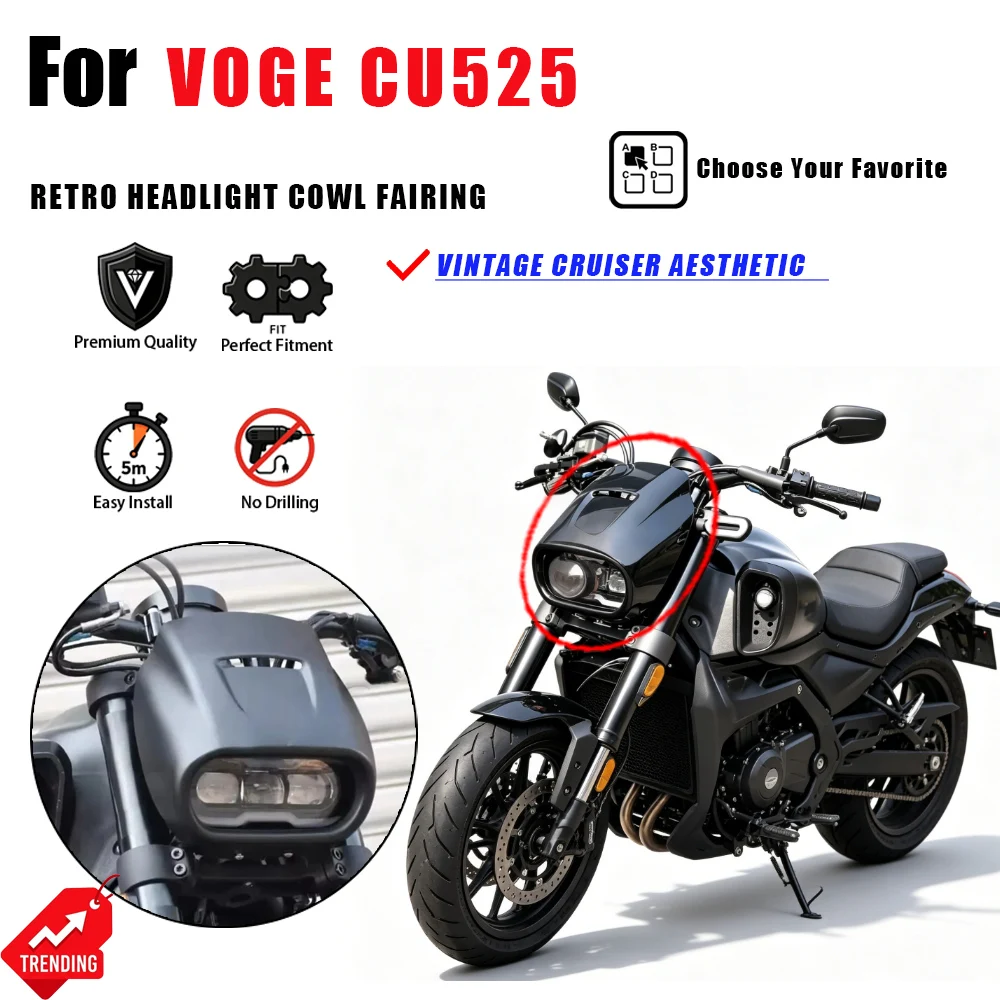 Cubierta de Faro Retro para Motocicleta VOGE CU525, Carenado Frontal, Parabrisas, Accesorios para Moto, Cupula, Carenado de Faro, Pieza para CU525
