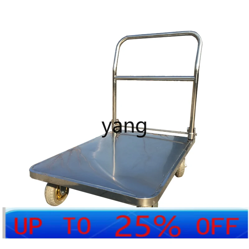 LTT 304 stainless steel pulling trolley silent flat folding four-wheel trailer
