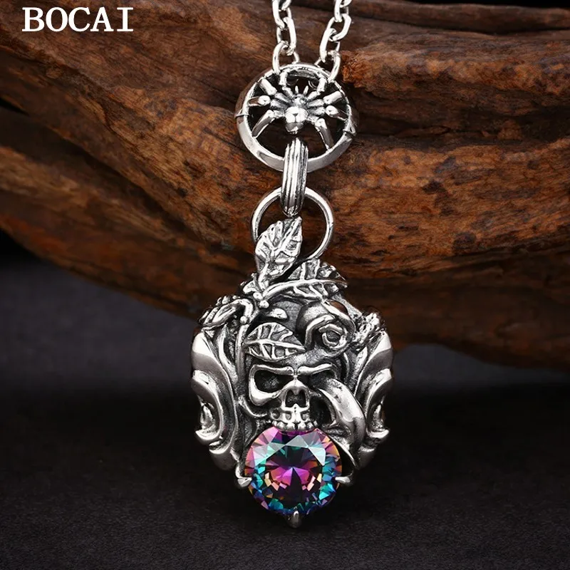 

BOCAI S925 Sterling Silver Retro Trendy Personality Spider Skeleton Chain Men's And Women's Gifts