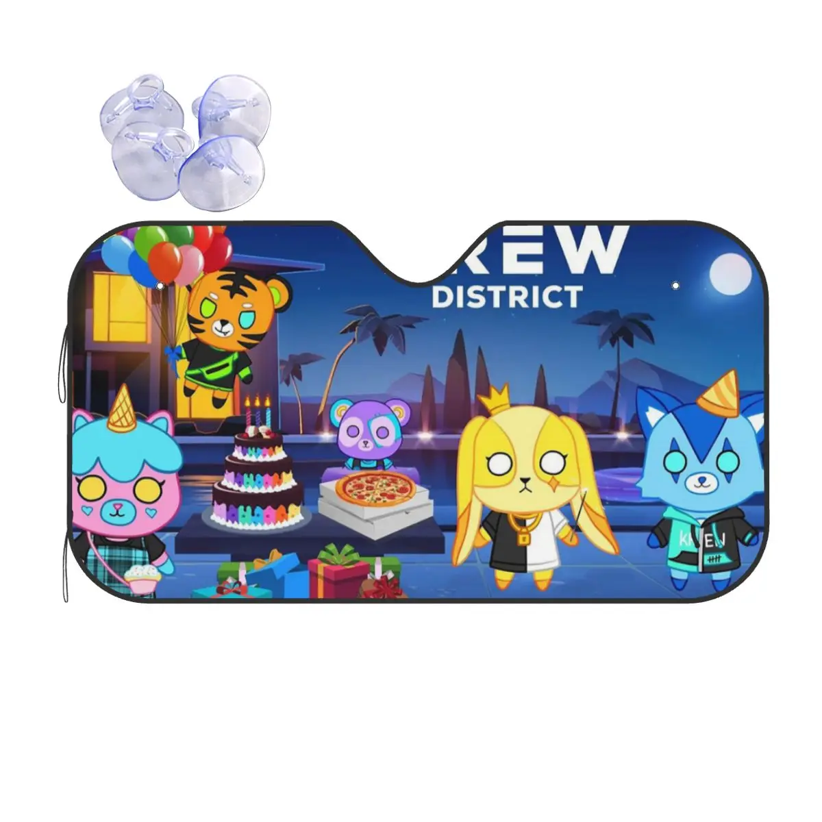 

Cartoon ItsFunneh Krew District Sunshade Windscreen Car Front Windshield Window Sun Visor Accessories Covers