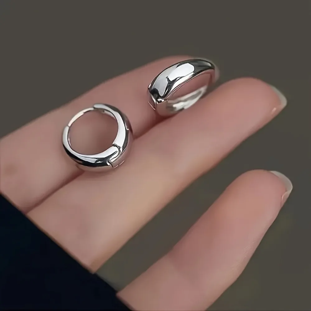 Korea Temperament Stainless Steel Geometric Teardrop-shaped Smooth Surface Hoop Earring for Women Men Trendy Jewelry Accessories image 5