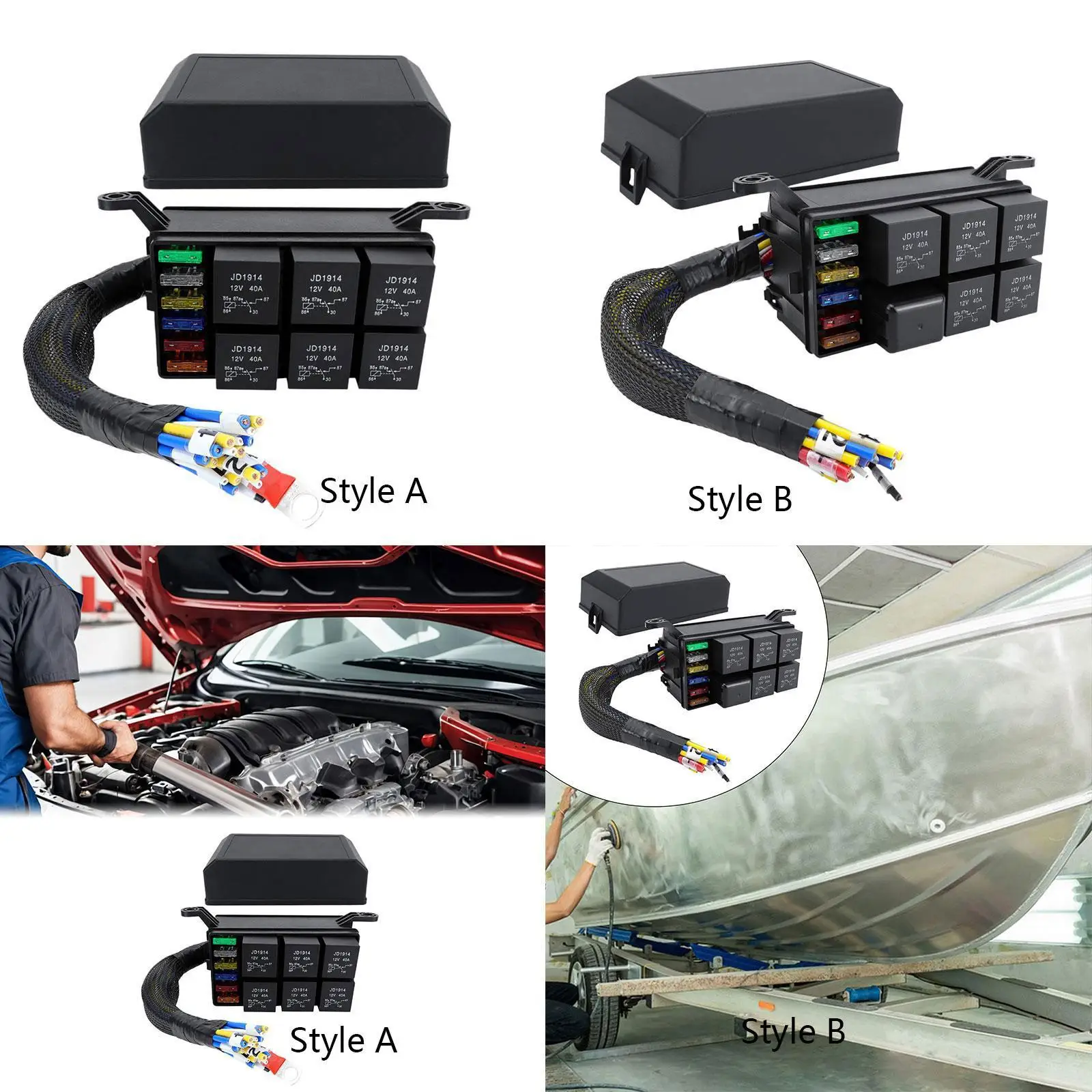 

12V Fuse Relay Block Sturdy Waterproof 6 Way for Boat Marine Automotive