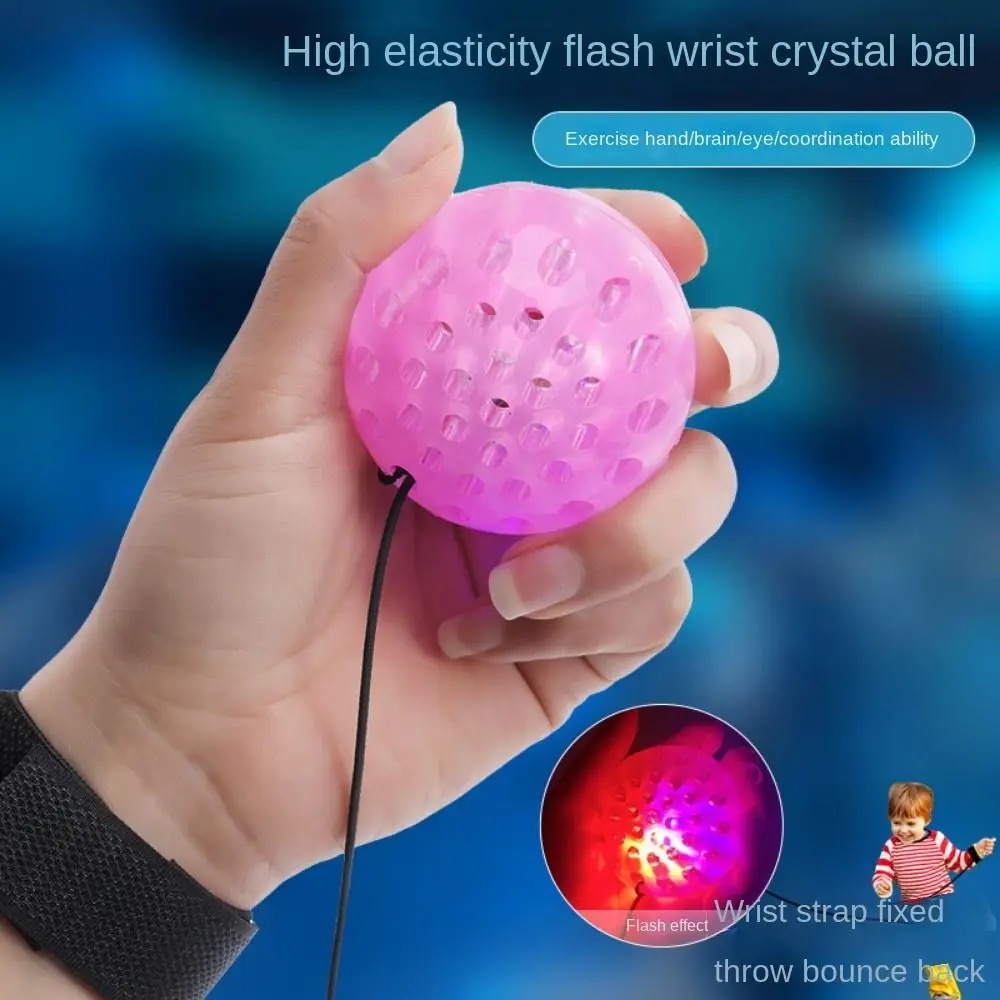 Luminous Wrist Bounce Ball Coordinate High Elasticity Bouncing Return Ball Wrist Band Ball Bouncy Ball Hand Rebound Ball Party