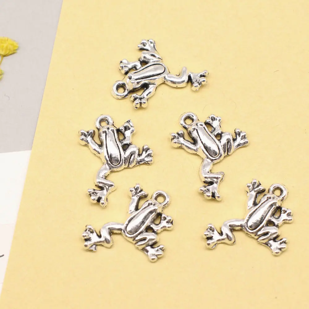 10pcs 17x20mm Frog Charms Jewellery Making Pendants Children Diy Jewelri Make Antique Silver Color