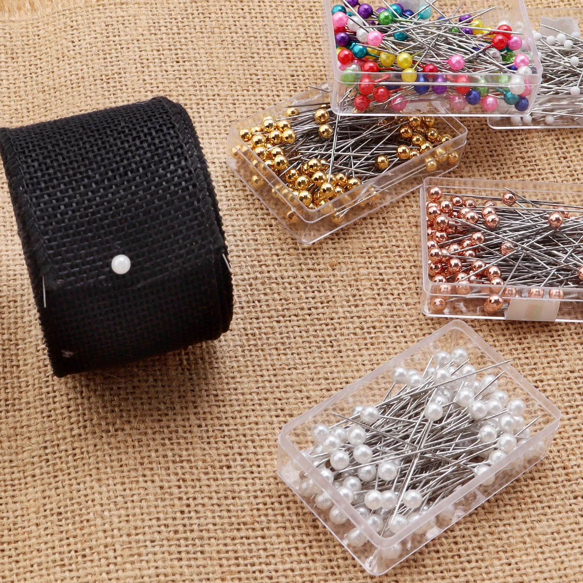 100Pcs/Box 35-40mm Colorful Round Pearl Head Needles Stitch Straight Sewing Pins For Positioning Dressmaking DIY Sewing Tools