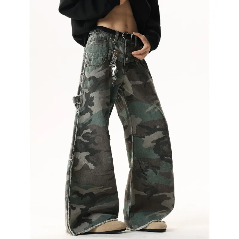 【Mirrordust】 Jeans mimetici di nuova moda Versatili semplici ed eleganti Pantaloni lunghi alla moda in stile giapponese per uomo e donna