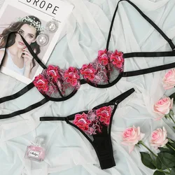 2023 Lingerie Set Sex Woman Underwear Plus Size Bra Set Lace Embroidery Two-piece Fashion