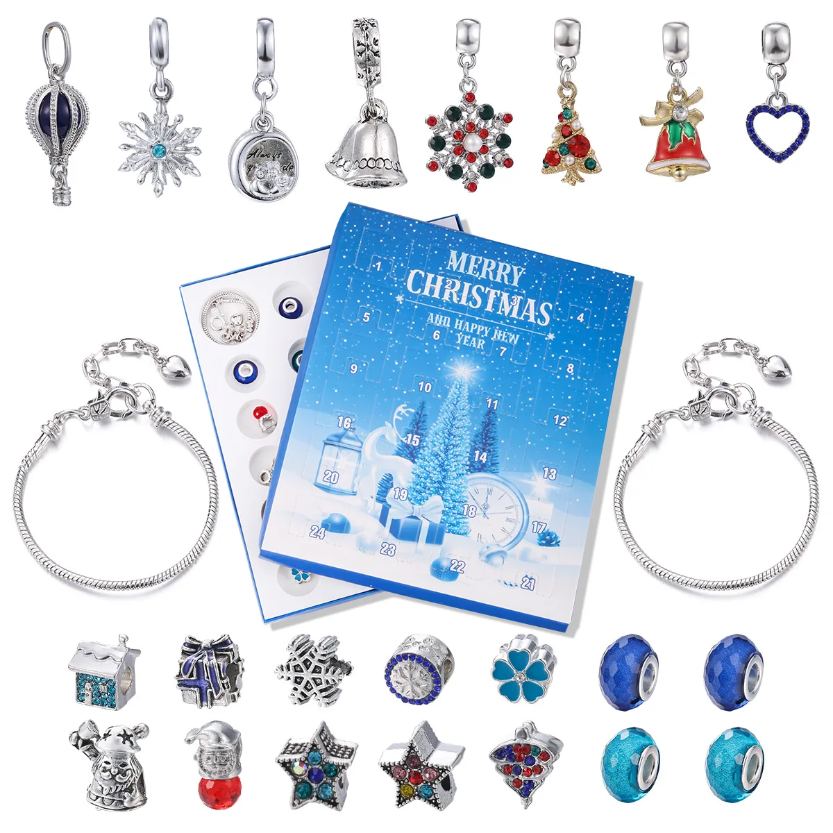

Advent Calendar 2025 for Girls 24 Days Countdown DIY Jewelry Advent Calendar with Bracelets Necklace Charm Xmas Birthday Party