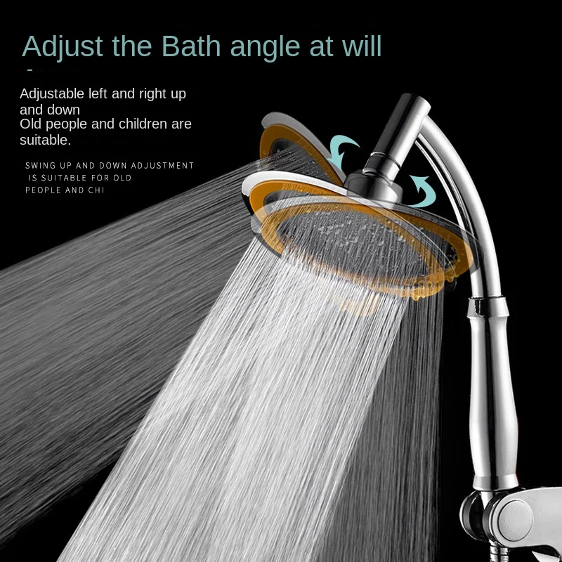 6 Inch 360 Degree Rotation Bathroom Rainfall Shower Head ABS Chrome Water Saving Shower Extension Arm Hand Held Shower Head Thin