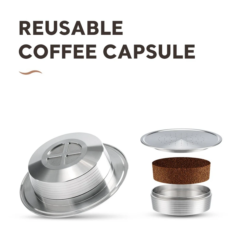 Reusable Coffee Capsules Stainless Steel Refillable Coffee Pods Coffee Spoon And Brush For Senseo HD7801 Coffee Maker Durable