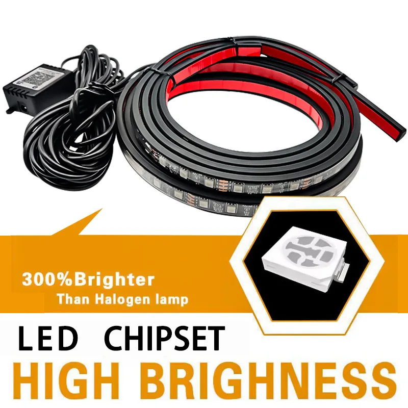 Car LED Chassis Light Modified Colorful Sound Control Atmosphere Light Bluetooth APP Multi-Function Warning Light