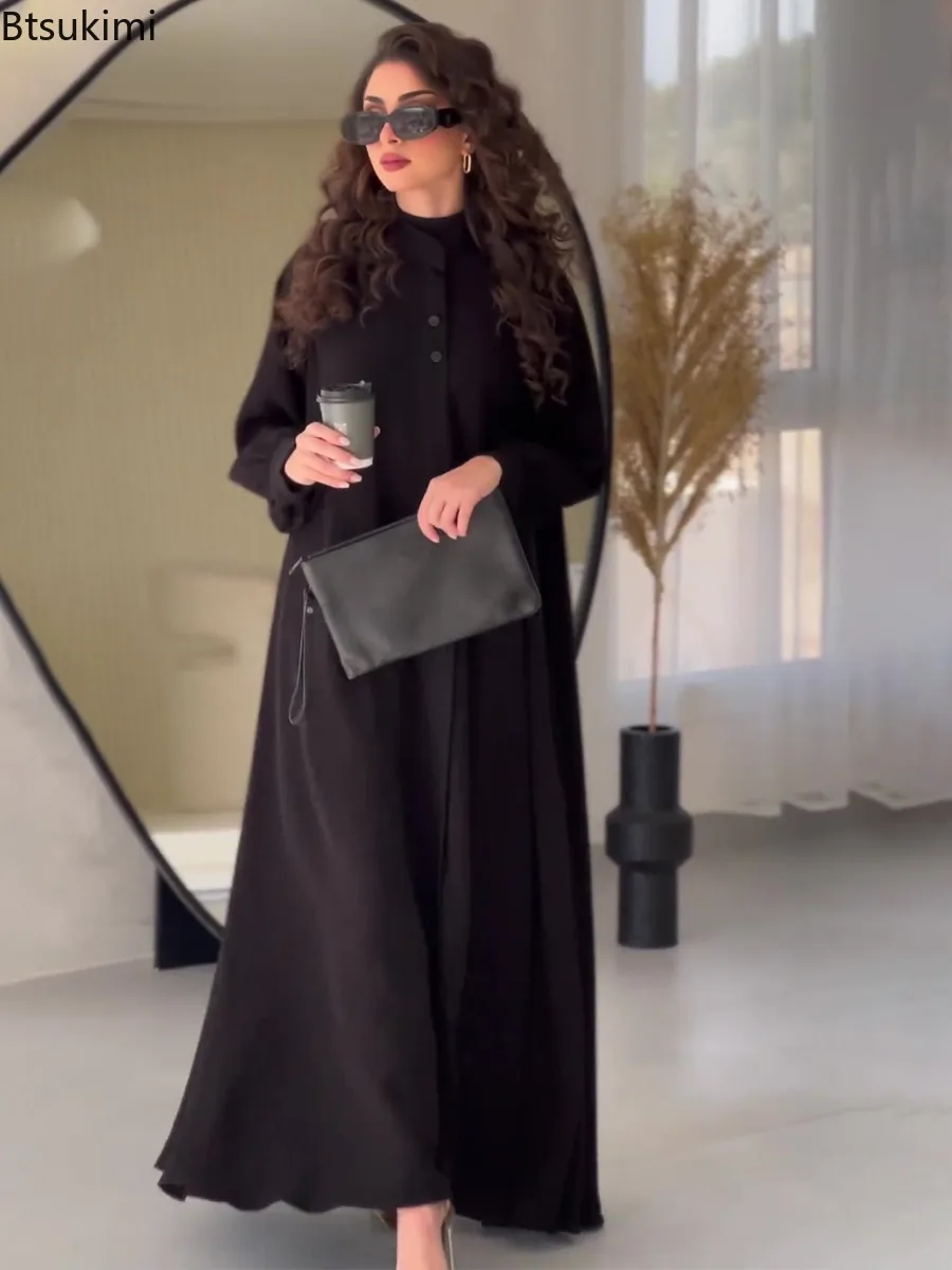 2025 primavera de las mujeres nuevo desplazamientos Casual Maxi vestido de moda suelta de un solo pecho vestido camisero estilo callejero vestido con dobladillo grande Mujer