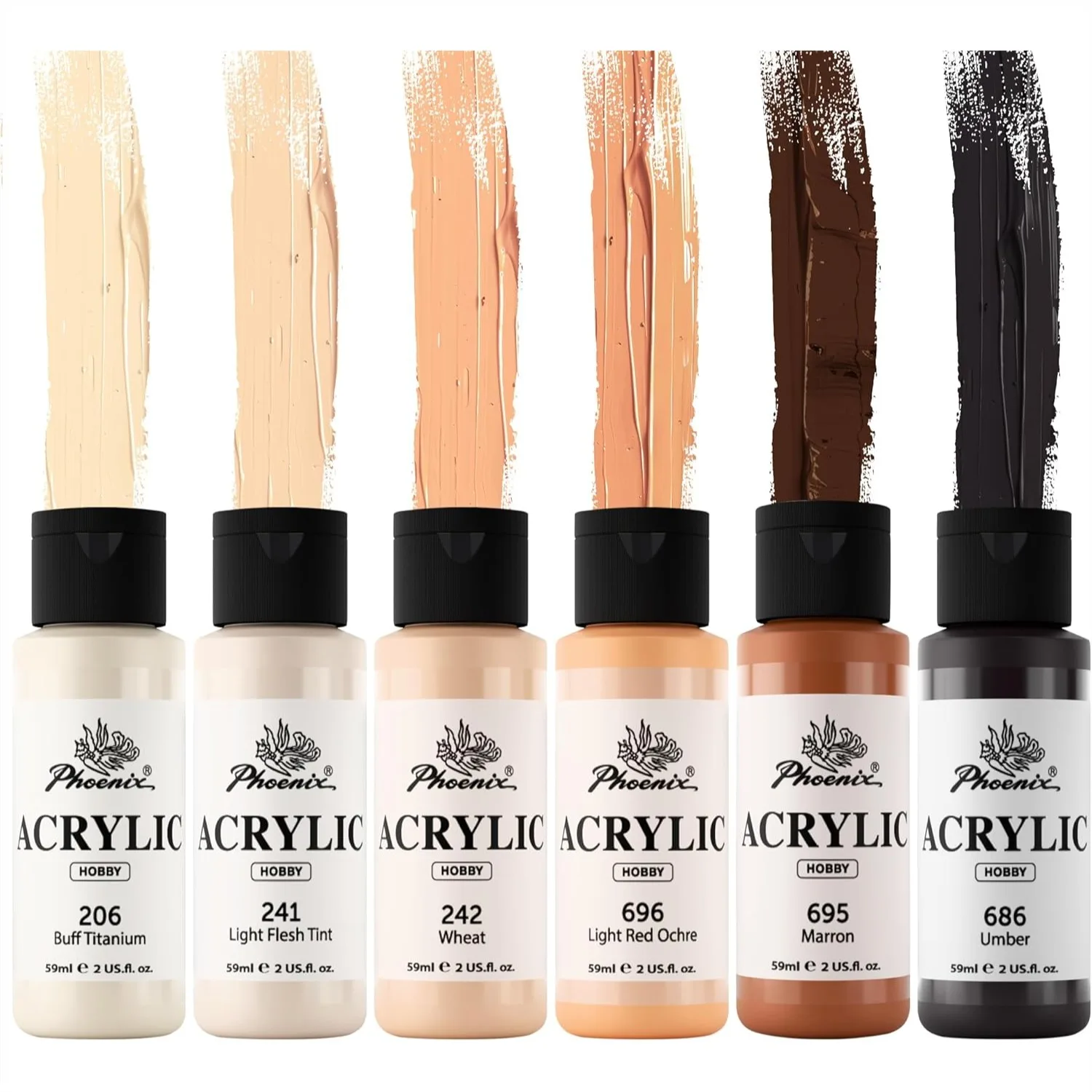 

Skin Tone Acrylic Paint Set 6 Neutral Colors 2 Fl Oz Each Flesh Colored Model Paint for Canvas Painting