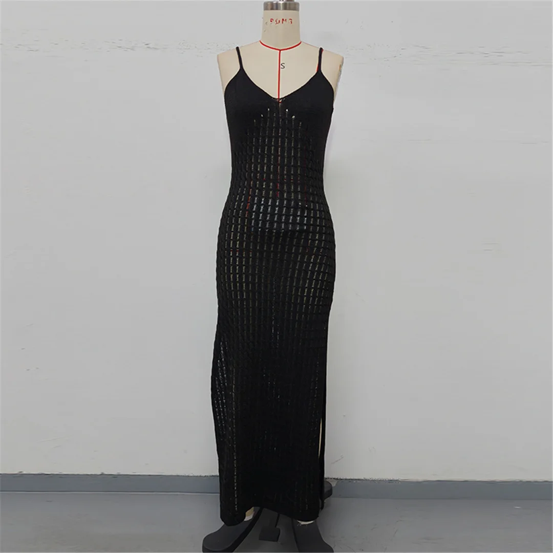 V-Ausschnitt, ärmellos, mit Ausschnitten, gehäkelt, gestrickt, Tunika, Strandkleid, Strandmode, Damen, V7212 – Detail 23