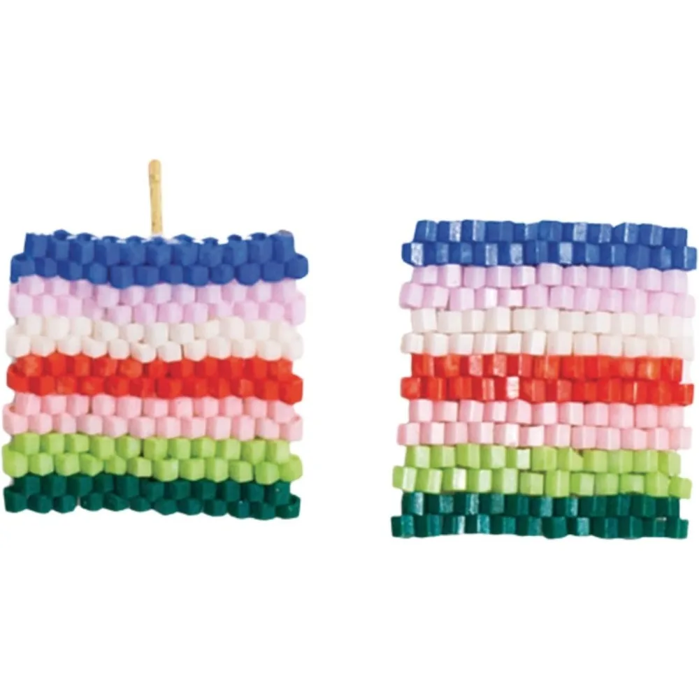 

Small Beaded Square Earrings Handmade Hypoallergenic Jewelry for Modern Bohemian Women