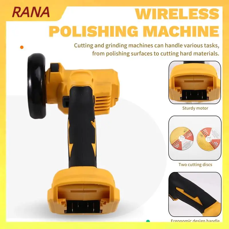 Kit de mini rebarbadora portátil RANA de 3 polegadas para bateria de 18V: inclui ferramenta de polimento e 2 discos de corte