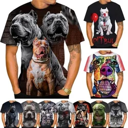 T-Shirt con stampa animalier Bulldog Pet stampata in 3D per uomo T-Shirt con bullo americano divertente alla moda per uomo T-Shirt oversize Casual