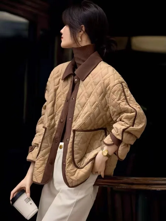 

Женская теплая свободная хлопковая куртка в стиле ретро, осень-зима, большие размеры, функциональная верхняя одежда на пуговицах