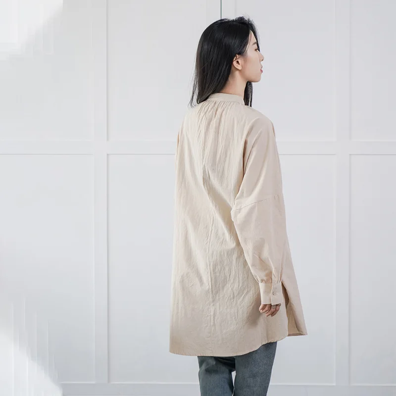 롯데 신상 가을 여성 셔츠 드레스 순면 루즈 캐주얼 롱 셔츠 여성 의류