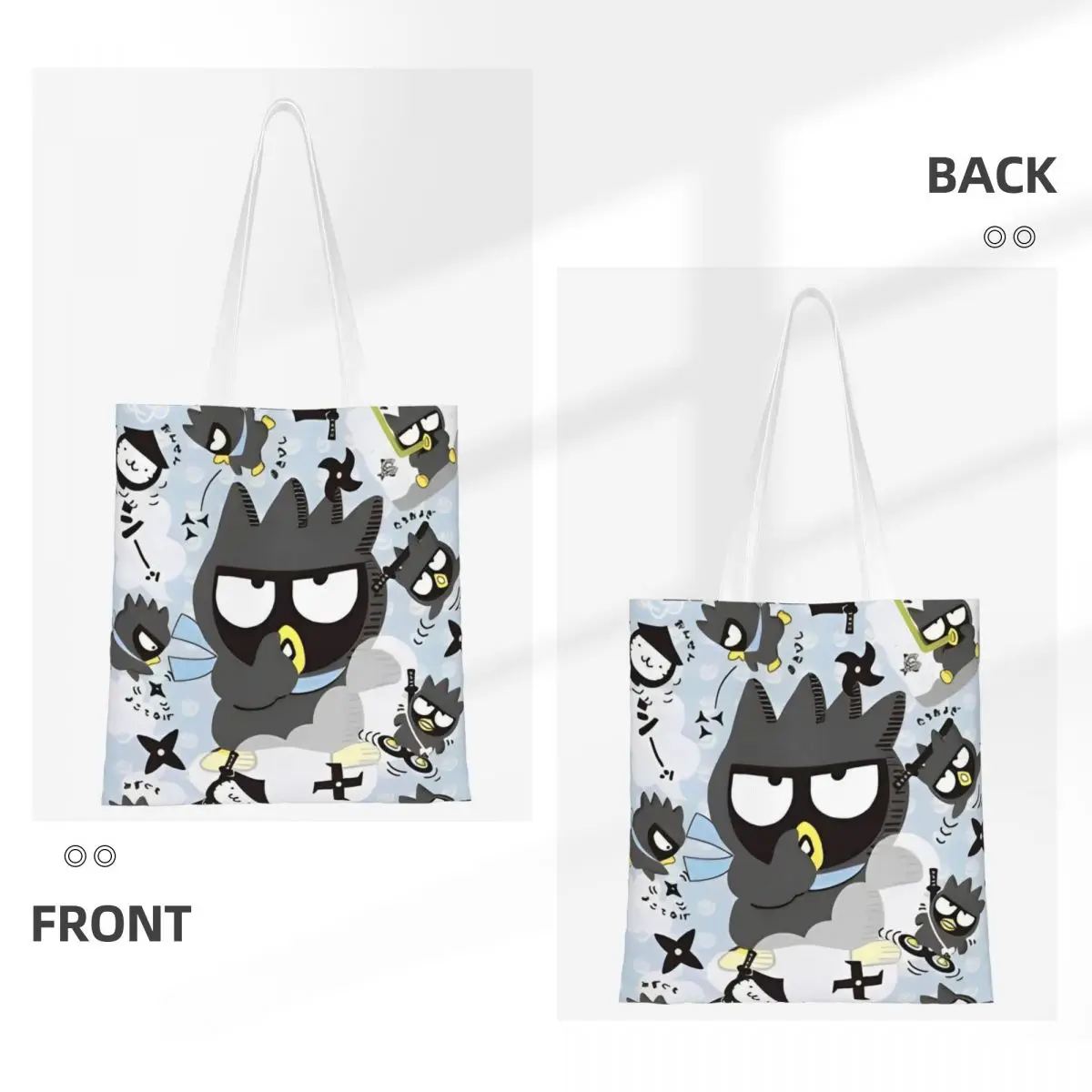 Badtz Maru Warrior Tote Bags Bolso de mujer Bolso de lona con dibujos universitarios Bolso de hombro Bolsa de comestibles reutilizable