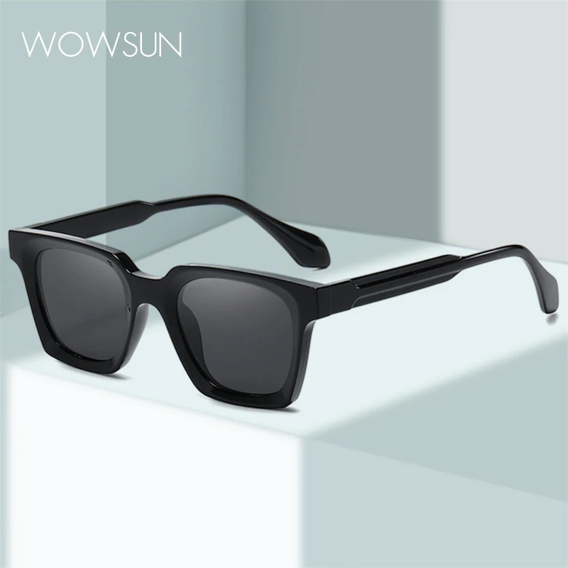 

WOWSUN Classic square sunglasses for men and women, retro black square large frame sexy UV400 glasses for women