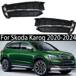 For Skoda Karoq 2020+ Front Bumper Fog Light Grille Fog Lamp Cover Car-Styling
