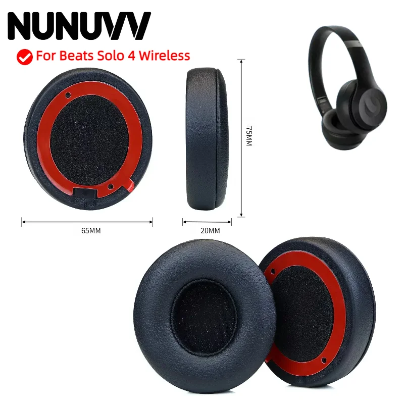 

For Beats Solo 4 Wireless Sponge Cover Breathable Leather Mesh Ear Cover Protective Cover Headset Replacement