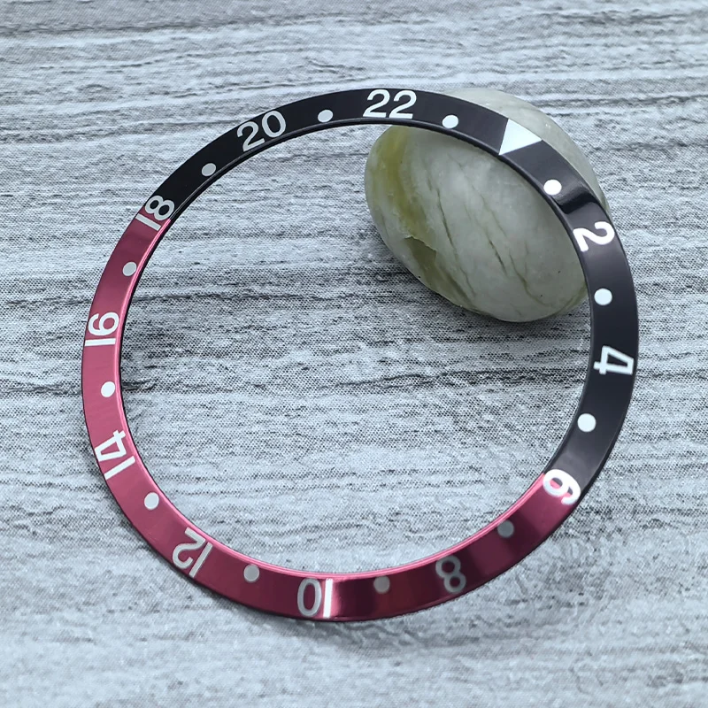 Mod 36,5 mm x 30,6 mm gebogener Retro-Uhrenlünetteneinsatz aus Aluminium, passend für Vintage Submariner für NH35-Uhrenzubehör, Gehäusering