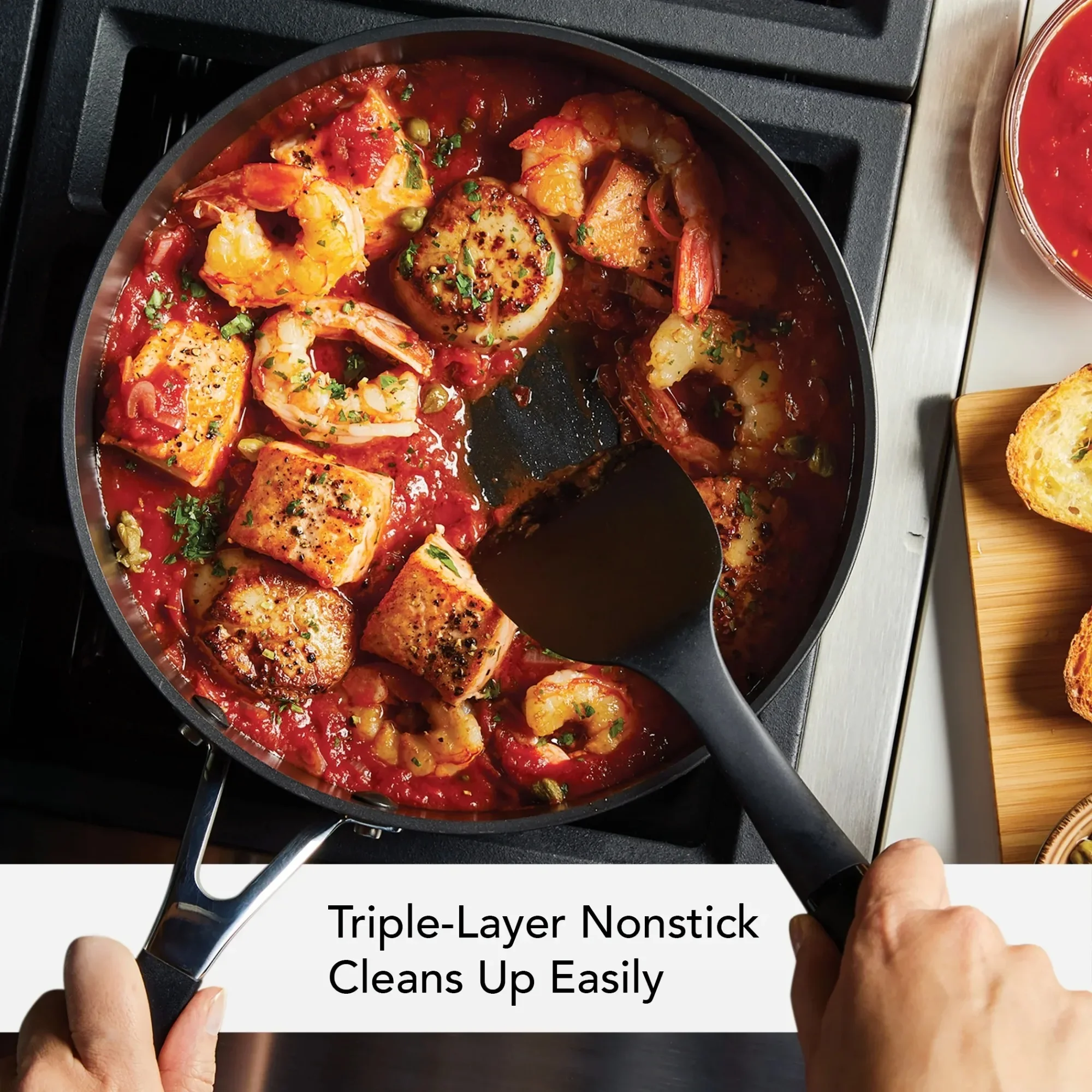 

Hard Anodized 3 Quart Nonstick Sauté Pan with Lid, Onyx Black