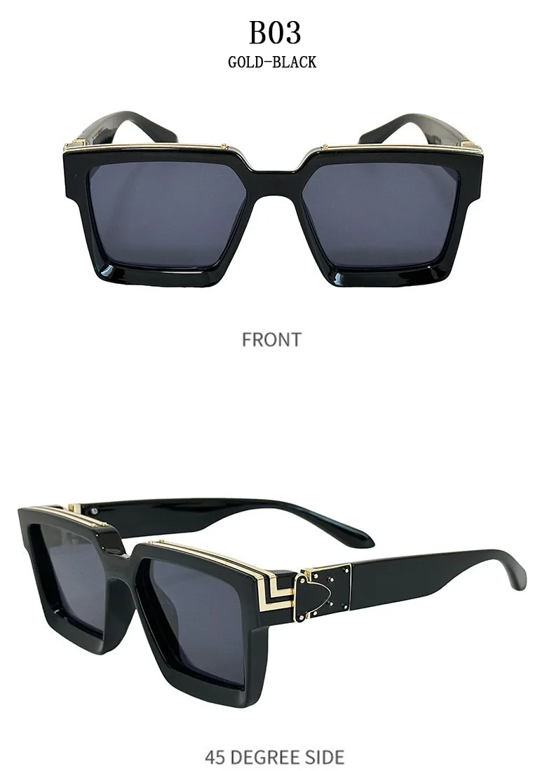 Millionär Quadratische Sonnenbrille Für Männer Retro Sonnenschutz Sonnenbrille Frauen Trendy Und Modische Vintage Mode Gläser Zonnebril – Detail 24