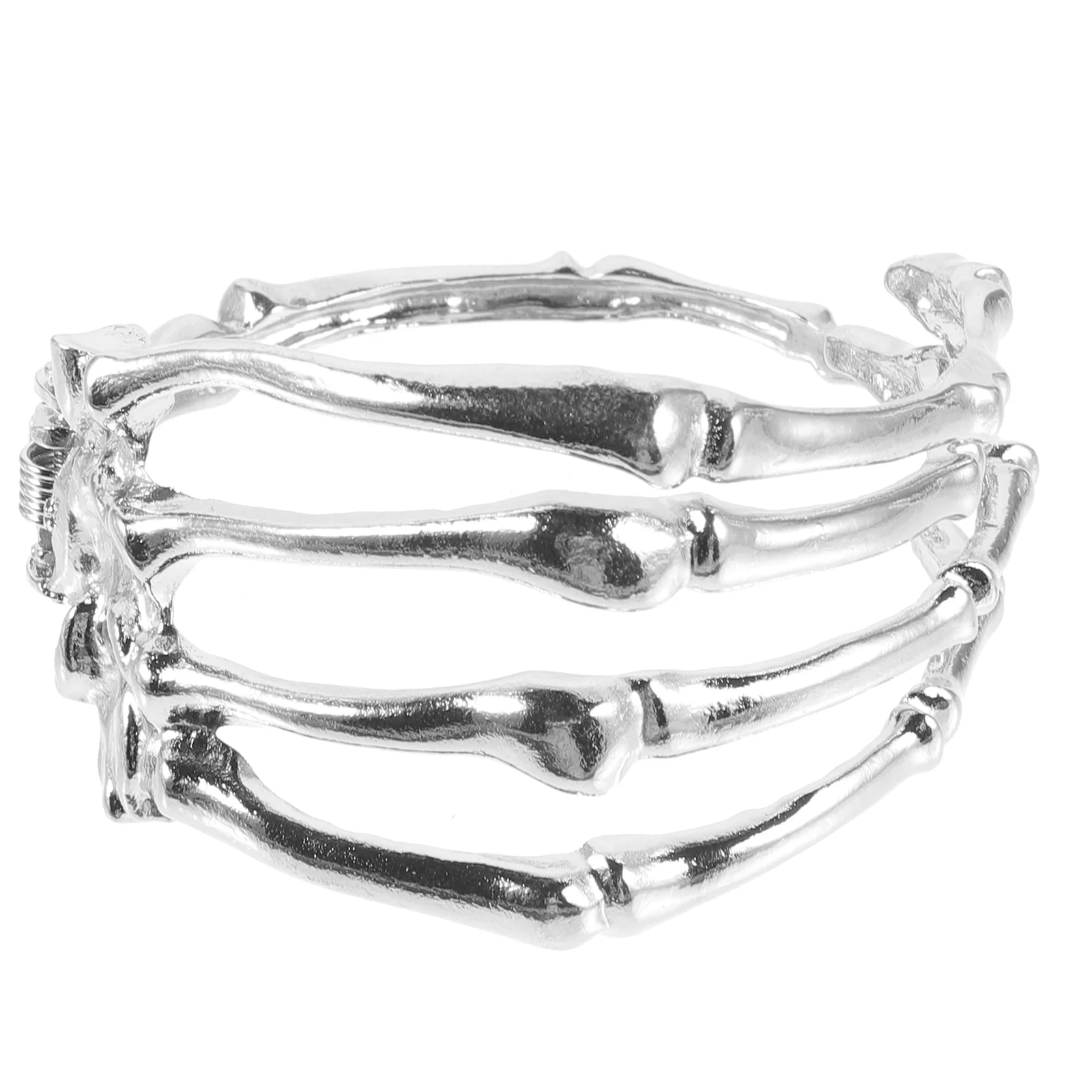 Halloween Skull Bracelet with Adjustable Opening Cuff Bangle Gothic Arc Dangle Zinc Alloy Decorative