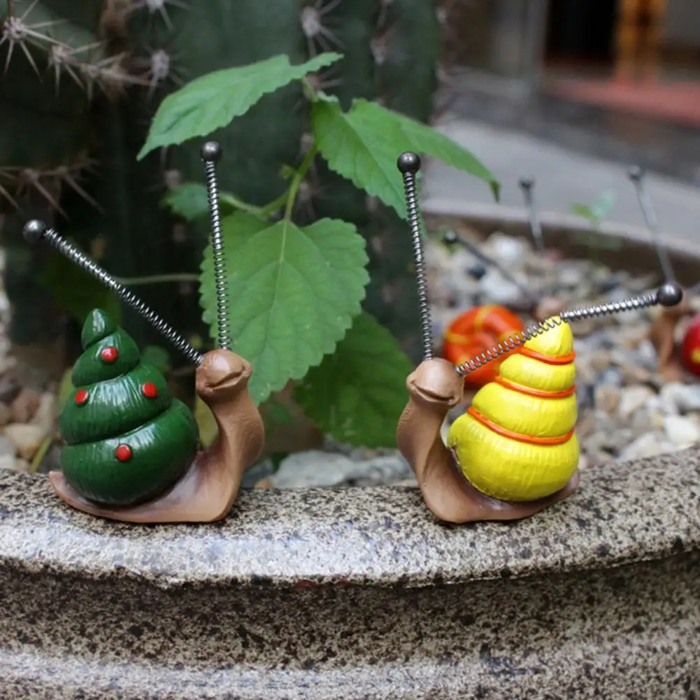 Snail Ornament Set Resin Snail Decor 4pcs Colorful Snail Figurines Set Resin Sculptures for Garden Lawn Decor Spring Tentacles